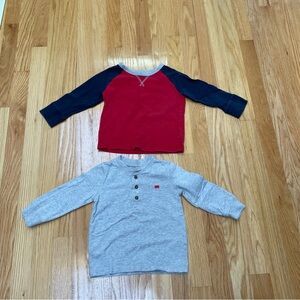 Toddler 2t long sleeve red/navy and grey shirts two pack